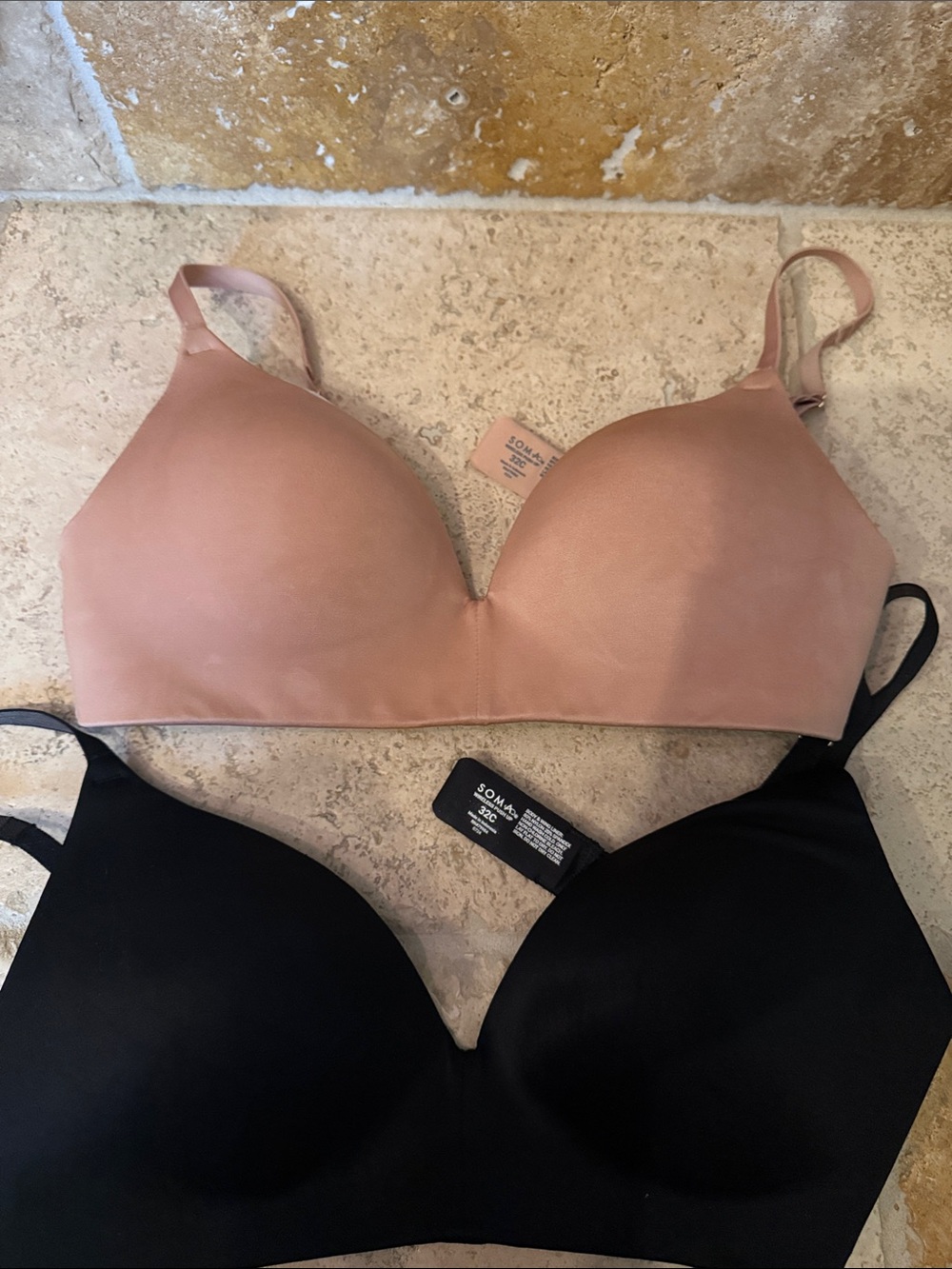Soma Wireless Bra Duo — Blush and Black